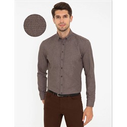 Kahverengi Regular Fit Uzun Kollu Gömlek