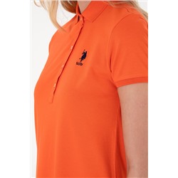 Kadın Nar Çiçeği Polo Yaka Mini Boy Örme Elbise