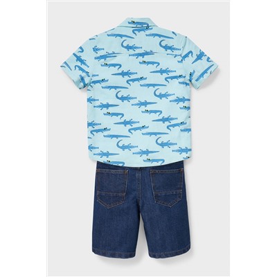 Set - Hemd, Kurzarmshirt und Jeansshorts