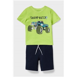 Set - Kurzarmshirt und Sweatshorts - Bio-Baumwolle - 2 teilig