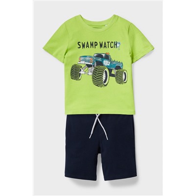 Set - Kurzarmshirt und Sweatshorts - Bio-Baumwolle - 2 teilig