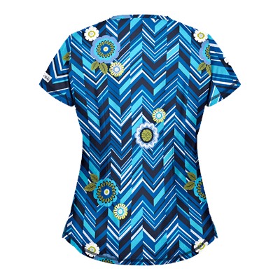 UA Chevron Flower Navy Scrub Top