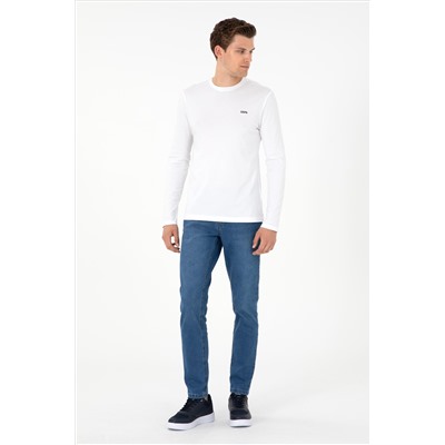 Erkek Beyaz Basic Sweatshirt