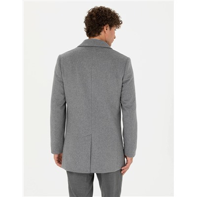 Açık Gri Ex. Slim Fit Kaşe Kaban