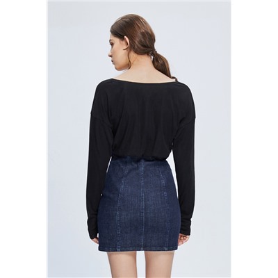 Vestido efecto doble prenda Negro y azul marino