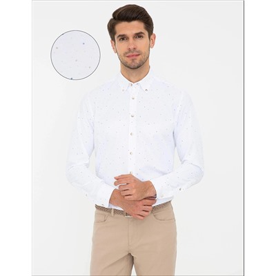 Beyaz Regular Fit Uzun Kollu Gömlek