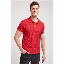 Lee Cooper Erkek Anchors Baskılı Pike Polo Yaka T-Shirt Kırmızı 202 LCM 242043