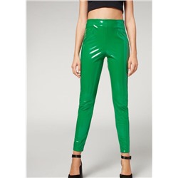 Thermo-Leggings im Skinny Fit in Vinyloptik
