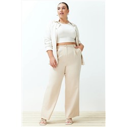 Trendyol Curve Taş Yüksek Bel Wide Leg Geniş Paça Pilili Dokuma Kumaş Pantolon TBBSS24AR00019