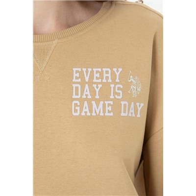 Kadın Kum Bisiklet Yaka Sweatshirt