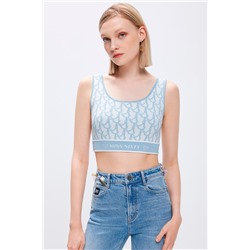 Crop top Celeste y blanco