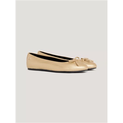 Golden Leather Ballet Flat