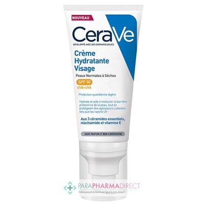 Cerave Crème Hydratante Visage SPF50 - Peaux Normales à Sèches 52ml