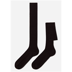 Lange gerippte Herrensocken mit Fil d‘Ecosse