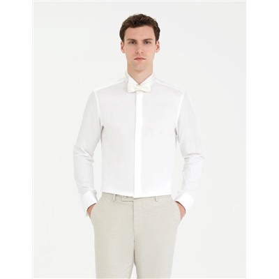 Beyaz Slim Fit Smokin Gömlek