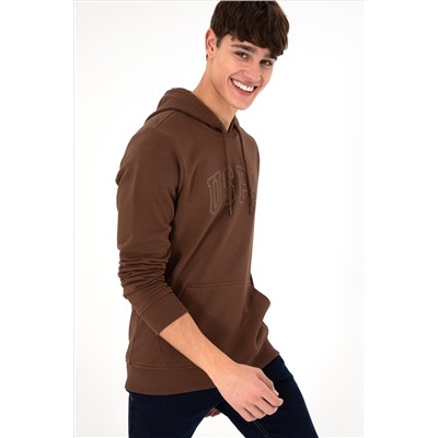 Erkek Kahverengi Basic Sweatshirt
