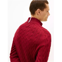 Cable Knit Mockneck Quarter-Zip Sweater