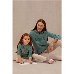 Kız Çocuk Mint Basic Kapüşonlu Sweatshirt