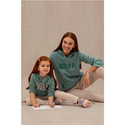 Kız Çocuk Mint Basic Kapüşonlu Sweatshirt