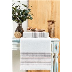 Louis Marie, | 50x90 + 70x140 Cm | Saçak Detaylı | %100 Pamuk | Vip Kahverengi | Banyo Havlu Seti