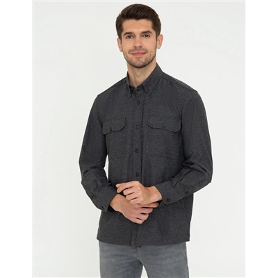 Siyah Comfort Fit Uzun Kollu Gömlek