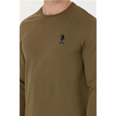 Erkek Haki Basic Sweatshirt