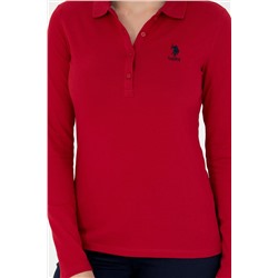 Kadın Kırmızı Polo Yaka Basic Sweatshirt