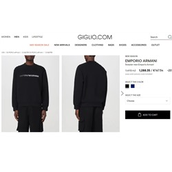 Свитшот Emporio Armani в двух вариациях: с вышивкой и со шнурком по низу  Материал: с вышивкой - 70% Лиоцелл, 30% хлопок; со шнурком -  77% хлопок, 19% полиэстер, 4% спандекс.