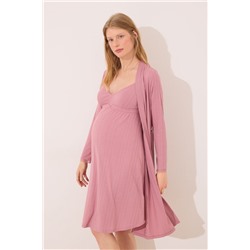 Bata midi "maternity" pointelle rosa