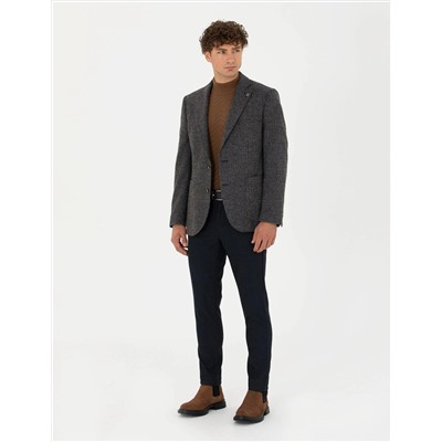 Lacivert Slim Fit Kanvas Pantolon