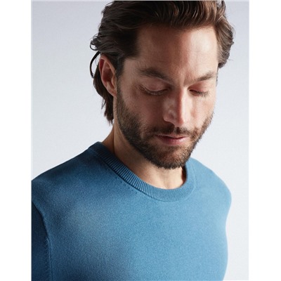 Knitted Jumper, Men, Blue