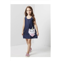 Denokids Catcorn Denim Elbise CFF-19Y2-031