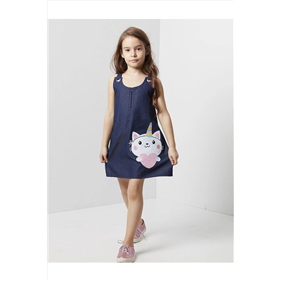 Denokids Catcorn Denim Elbise CFF-19Y2-031