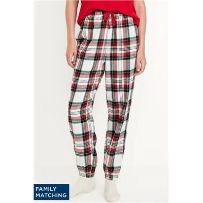 High-Waisted Flannel Pajama Joggers for Women
