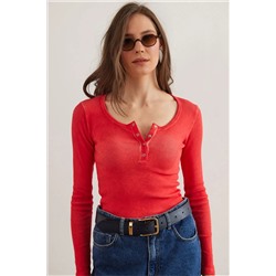 Olalook Kadın Yıkamalı Mercan Patlı Kaşkorse Bluz BLZ-19000588