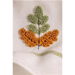 Fleur Nakışlı 2' li Pamuklu Kurulama Bezi - Beyaz/Yeşil