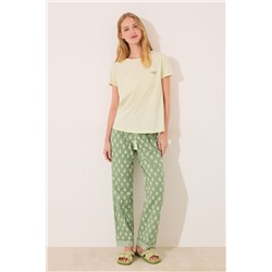 Pijama manga corta algodón estampado verde