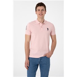 Erkek Slim Fit Polo Yaka Pudra Basic Tişört
