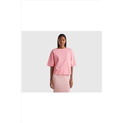 United Colors of Benetton Kadın Pembe %100 Koton Boxy Fit T-Shirt Pembe 123P3K7ZD104Y