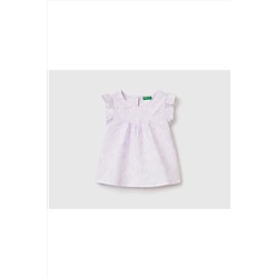 United Colors of BenettonKız Çocuk Beyaz Mix Keten Karışımlı Kolu Fırfırlı Bluz Mix
