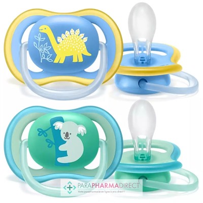 Avent Sucettes Ultra Air 18 mois+ Koala & Dinosaure x2