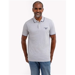 MARLED YARN POLO SHIRT WITH EMBROIDERED CREST