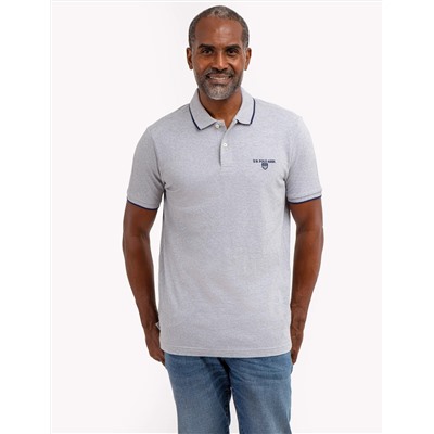 MARLED YARN POLO SHIRT WITH EMBROIDERED CREST
