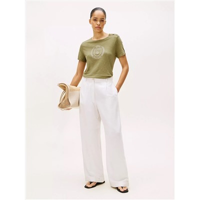 Laurel Crest Logo Slub Cotton T-Shirt