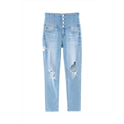 Vaquero slim fit de tiro alto Azul claro