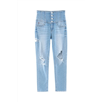 Vaquero slim fit de tiro alto Azul claro