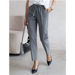 Брюки с поясом на резинке из премиальной поливискозы с эластаном