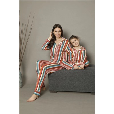 Siyah İnci Pamuklu Modal Düğmeli Pijama Takım 21273024