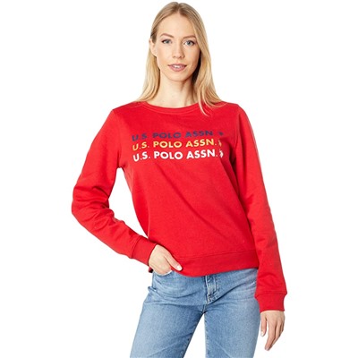 U.S. POLO ASSN. Long Sleeve Foil Logo Repeat Crew Neck