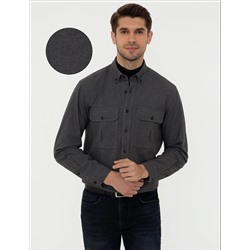 Siyah Regular Fit Uzun Kollu Gömlek